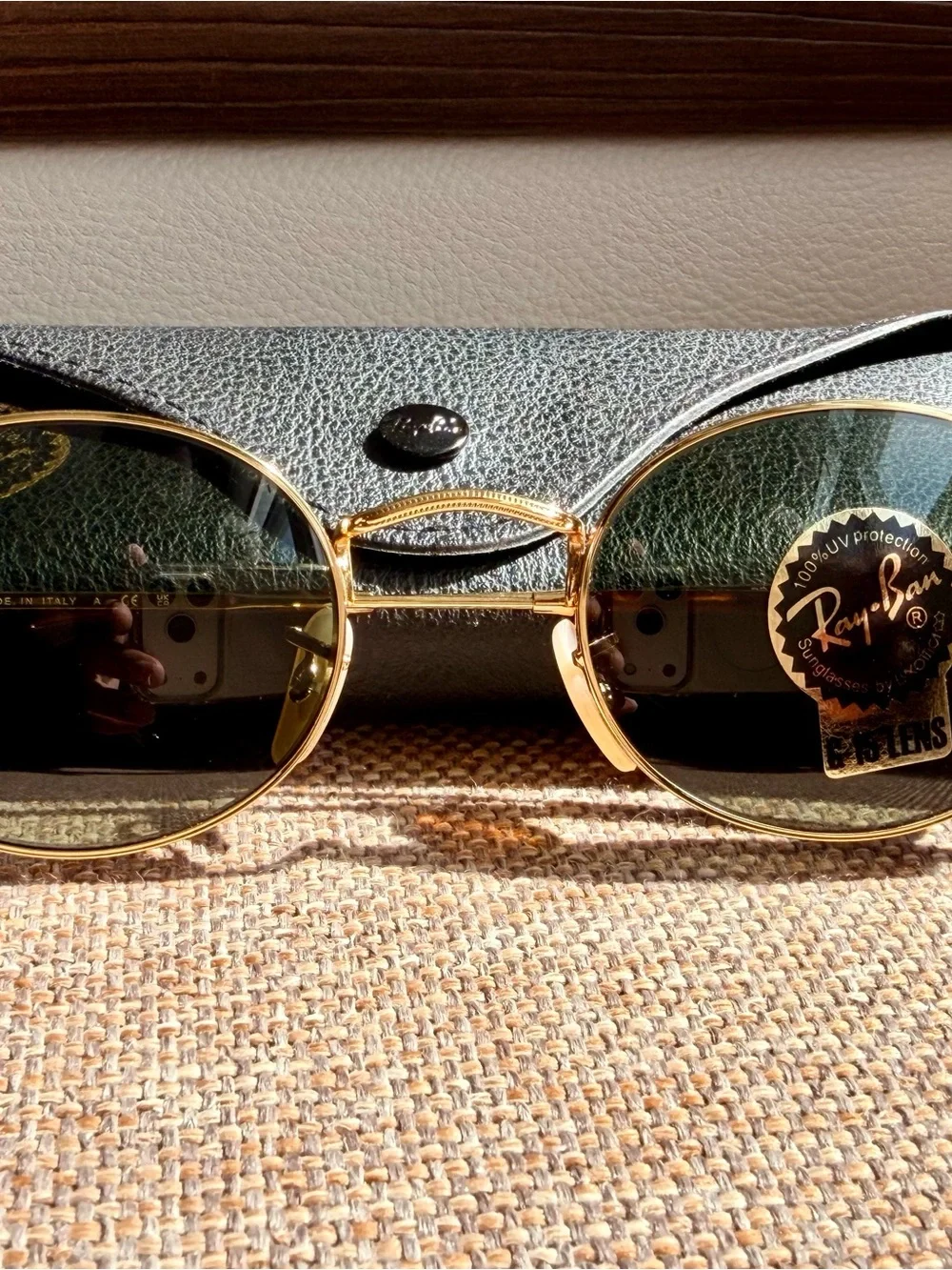 Ray-Ban RB3547 Gold Oval Sunglasses G-15 Green Lenses 51-21 Made Italy